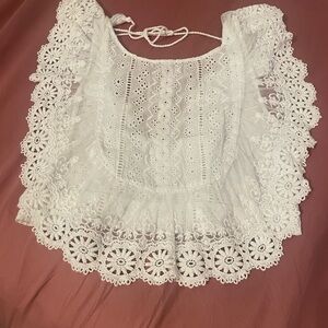 Free People White Lace Crop Top- NWOT